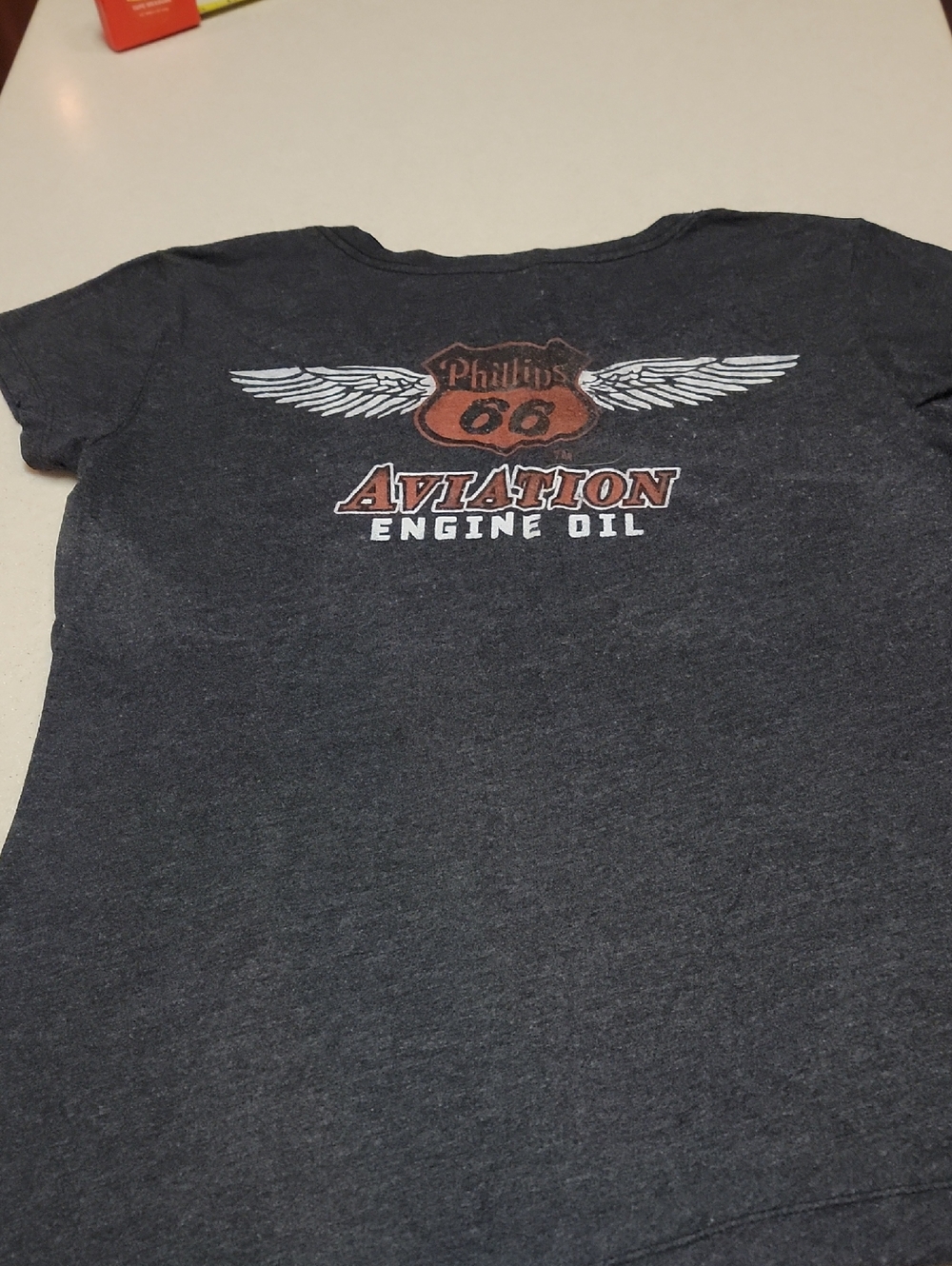 Stranded Phillups 66 Charcoal V-Neck Tee with Rust Logo - Picture 4 of 4